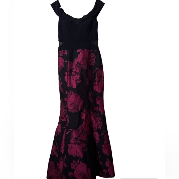XSCAPE Floral Print Off-The- Shoulder Mermaid Gown Dress Size 10 - Picture 5 of 8